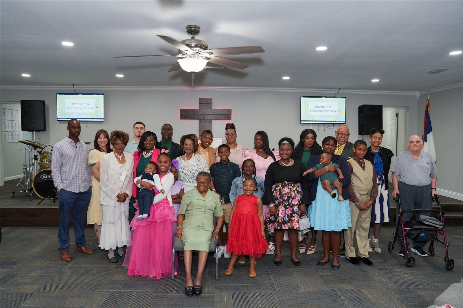 The church family of Deliverance Baptist Church worshiping together in Marianna, Florida